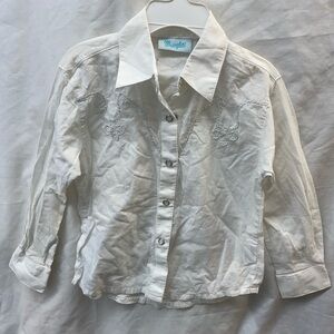 Wrangler White Kids western Shirt by Wrangler girl  sz 4 t